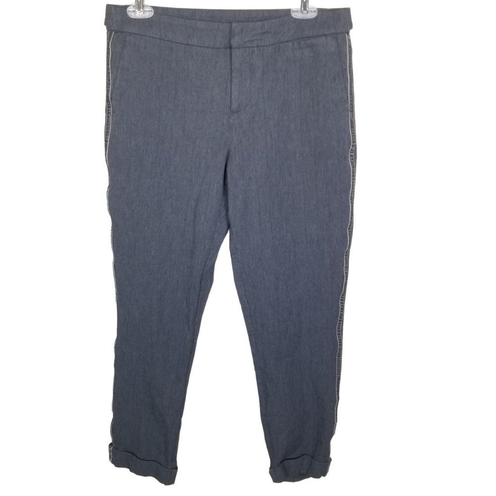 Sundance Womens 6P Gray Striped Velvet Trim Cuffed